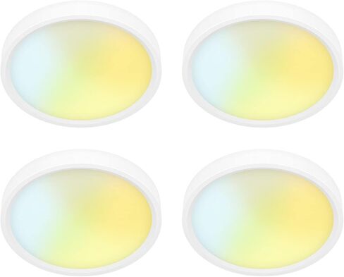 5 بوصة يمكن اختيارها من المجال 5CCT LED Edgelit إضاءة سفلية مثبتة على سطح نحيف لـ J-Box، مستديرة، لوحة مسطحة صغيرة، قابلة للتعتيم، 120VAC، 10W، 600LM، CRI90، ETL، موقع رطب، أبيض، 4 عبوات in Saudi Arabia