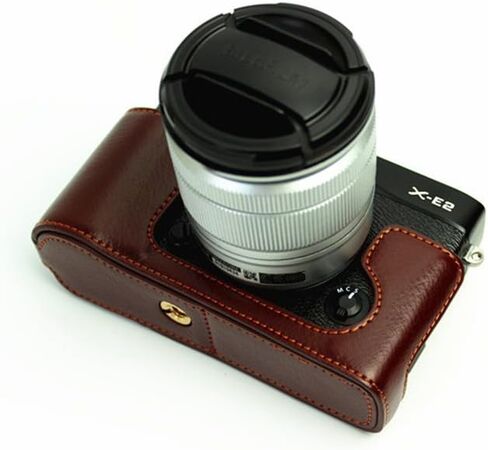 XE1 Case, BolinUS Handmade Genuine Real Leather Half Camera Case Bag Cover for Fujifilm Fuji XE1 X-E1 XE2 X-E2 Opening Version + Hand Strap -Black in Saudi Arabia