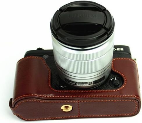 XE1 Case, BolinUS Handmade Genuine Real Leather Half Camera Case Bag Cover for Fujifilm Fuji XE1 X-E1 XE2 X-E2 Opening Version + Hand Strap -Black in Saudi Arabia