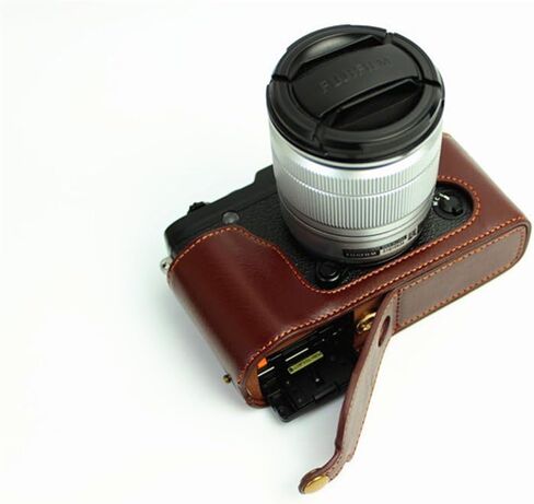 XE1 Case, BolinUS Handmade Genuine Real Leather Half Camera Case Bag Cover for Fujifilm Fuji XE1 X-E1 XE2 X-E2 Opening Version + Hand Strap -Black in Saudi Arabia