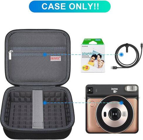 BOVKE Carrying Case Compatible with Fujifilm Instax Square SQ6 - Instant Film Camera, Extra Space for Film Packs, Batteries and Filters, Black in Saudi Arabia