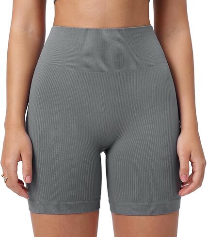 Womens Workout Shorts High Waisted Tummy Control Scrunch Butt Lifting Yoga Gym Fitted Ribbed Seamless Design in Saudi Arabia