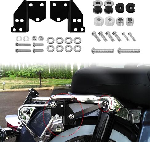 مجموعة أدوات الإرساء الأمامية القابلة للفصل، من أجل Harley Glide Road King 1997-2008 مجموعة أدوات تثبيت مسند الظهر سريعة التحرير لرف الأمتعة in Kuwait