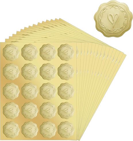 ملصقات على شكل قلب ذهبي من 300 متنزه، ملصقات على شكل مغلف على شكل قلب ذهبي منقوش، ملصقات شمع على شكل مظروف ذهبي منقوش - ملصقات ذهبية للأظرف، ملصقات زفاف تحية لتزيين المنزل بنفسك in Kuwait