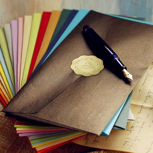 ملصقات على شكل قلب ذهبي من 300 متنزه، ملصقات على شكل مغلف على شكل قلب ذهبي منقوش، ملصقات شمع على شكل مظروف ذهبي منقوش - ملصقات ذهبية للأظرف، ملصقات زفاف تحية لتزيين المنزل بنفسك in Kuwait