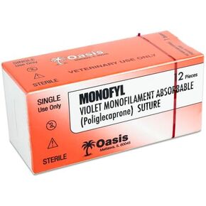 OASIS Vet Monofyl (Poliglecaprone) خياطة أحادية القابلة للامتصاص القابلة للامتصاص ، 3-0 ، (CT-1) 1/2 37 ملم إبرة جسدية مستديرة ، 75 سم ، 12/صندوق ، الاستخدام البيطري in Saudi Arabia