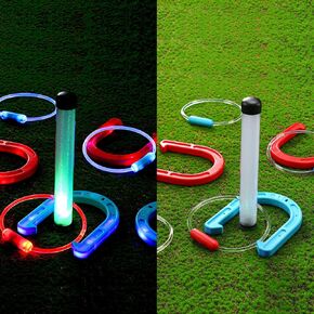 LED Ring Toss Game for Adults Ring Toss and Horseshoes Outdoor Games for Adults and Family 12 Pcs Ring Toss and Horseshoe Throwing Game for Camping Games Outdoor Yard Games in Kuwait