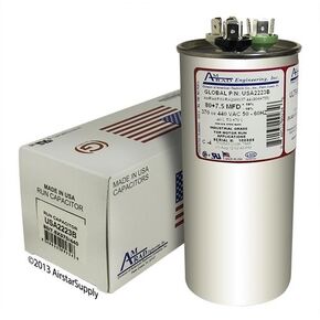 استبدال الولايات المتحدة الأمريكية - 80 + 7.5 UF / MFD Round Dual Universal Run Capacitor استبدال AMRAD USA2223B بديل - يستخدم لـ 370 أو 440 VAC in Kuwait