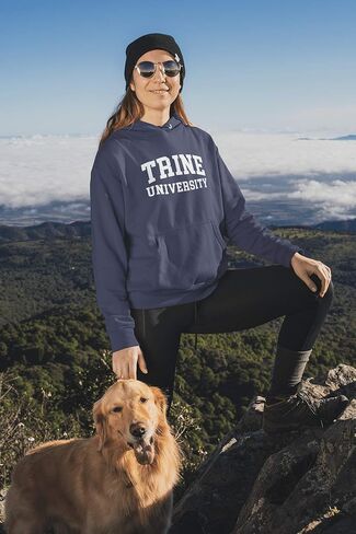 CreateMyTee Premium Trine University White Text Unisex Hooded Sweatshirt - Trine Thunder Apparel in Kuwait