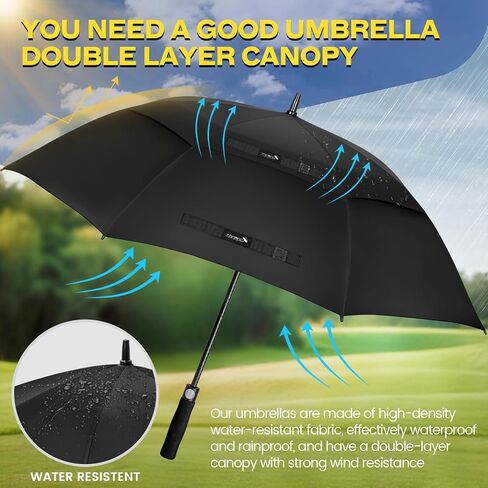 ZOMAKE 62/68 Inch Golf Umbrella Extra Large Oversized Umbrella Windproof Automatic Open with Double Canopy Vented for Rain in Saudi Arabia