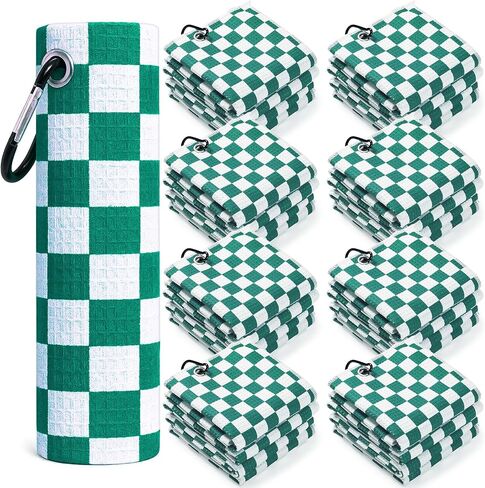 12 PCS Golf Towels Bulk for Bags Microfiber Waffle Pattern Golf Payel مع Clip 16 'x 16' '، و Mini excorbent assorbent Quicial ، mini tournament yoga fitness men men (Emerald Green) in Saudi Arabia