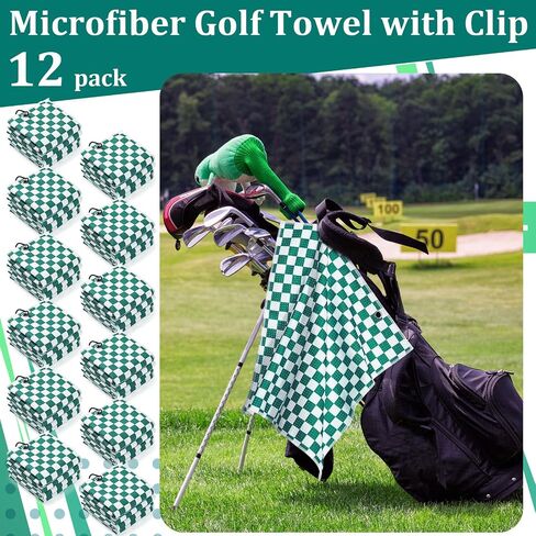 12 PCS Golf Towels Bulk for Bags Microfiber Waffle Pattern Golf Payel مع Clip 16 'x 16' '، و Mini excorbent assorbent Quicial ، mini tournament yoga fitness men men (Emerald Green) in Saudi Arabia
