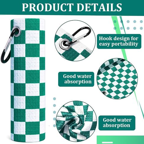 12 PCS Golf Towels Bulk for Bags Microfiber Waffle Pattern Golf Payel مع Clip 16 'x 16' '، و Mini excorbent assorbent Quicial ، mini tournament yoga fitness men men (Emerald Green) in Saudi Arabia