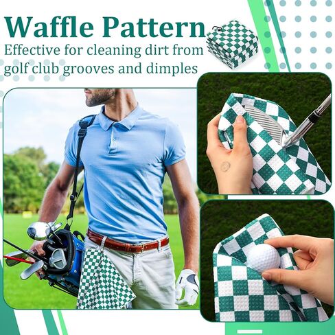 12 PCS Golf Towels Bulk for Bags Microfiber Waffle Pattern Golf Payel مع Clip 16 'x 16' '، و Mini excorbent assorbent Quicial ، mini tournament yoga fitness men men (Emerald Green) in Saudi Arabia