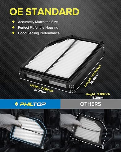 PHILTOP Engine Air Filter, Replacement for CA12061 Pilot V6 3.5L(2016-2021), Ridgeline (2017-2020), Odyssey V6 3.5L(2018-2022), Passport 3.5L(2019-2021), MDX 3.5L(2016-2021), TLX (2021), Pack of 1 in Kuwait