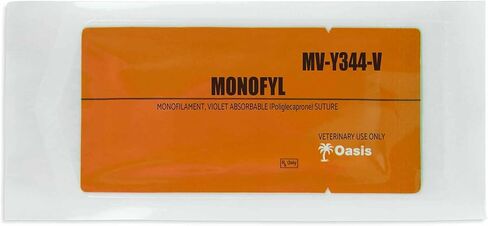 Oasis Vet Monofyl (Poliglecaprone) Synthetic Absorbable Monofilament Suture, 3-0, (CT-1) 1/2 37mm Round Bodied Needle, 75cm, 12/Box, Veterinary Use in Saudi Arabia