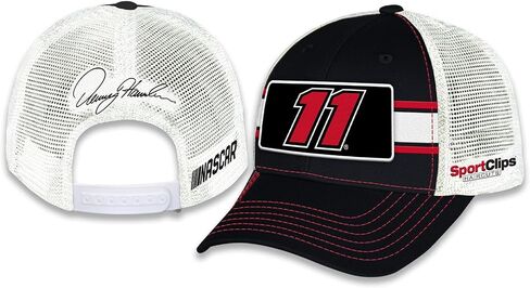Denny Hamlin #11 NASCAR 2025 Striped Trucker Mesh Snapback Hat in Saudi Arabia