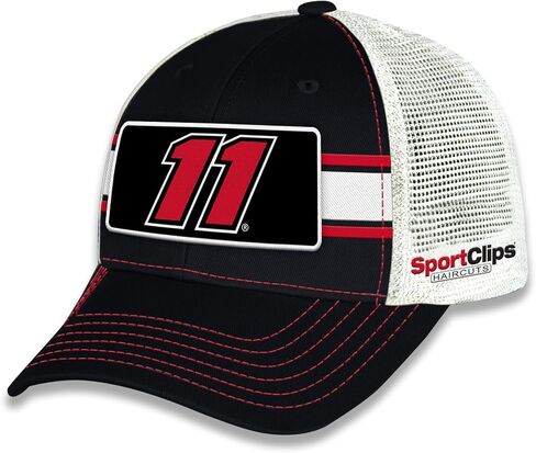 Denny Hamlin #11 NASCAR 2025 Striped Trucker Mesh Snapback Hat in Saudi Arabia