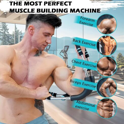 Power Twister Arm Trainer مقاومة قابلة للتعديل في صدر الصدر و ARM تمرين البار (40-110 رطل) مع 4 Sputy Sputy Home Home Office Process Provess Profer in Kuwait