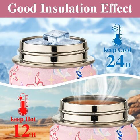 Kids Water Bottle with Straw Lid-12 oz Insulated Stainless Steel Thermal Cup, Leakproof Wide Mouth Sports Bottle Keeps Cold 12H & Hot 6H for Gym Office Outdoor in Kuwait