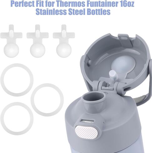 سدادة تسرب بديلة 3pcs مع 3pcs ختم الحلقة O funtainer funtainer 16 أوقية زجاجة الفولاذ المقاوم للصدأ معزول ، مجموعة متينة سيليكون وقابس الغطاء (شفافة) in Kuwait