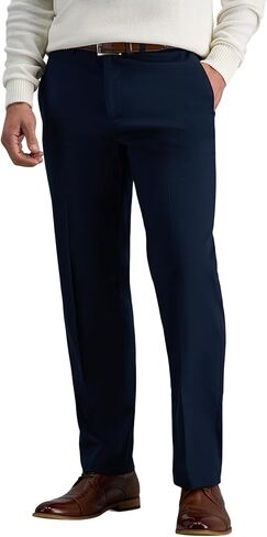 Haggar Men's Premium No-Iron Expandable-Waist Plain-Front Pant Dark Grey,46x30 in Saudi Arabia