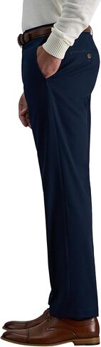 Haggar Men's Premium No-Iron Expandable-Waist Plain-Front Pant Dark Grey,46x30 in Saudi Arabia