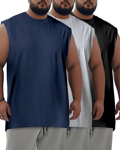 Taiyin 3 Pack Men's Big and Tall Tops Quick Muscle تمرينًا جافًا بلا أكمام in Saudi Arabia
