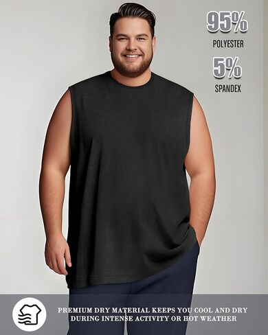 Taiyin 3 Pack Men's Big and Tall Tops Quick Muscle تمرينًا جافًا بلا أكمام in Saudi Arabia
