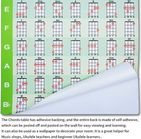 wuxic Ultimate Guitar Chord Chart Poster - PVC Wall Sticker (30x40cm) Waterproof & Tear-Resistant for Acoustic/Classic/Electric Guitar, Beginner-Friendly with Adhesive Backing in Kuwait