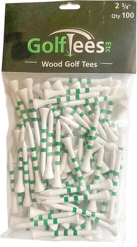 Striped Wood Golf Tees 2 3/4" - Standard Wooden Golf Tees for Men and Women with Height Indicators, Golf Accessories - 100 Pack in Kuwait