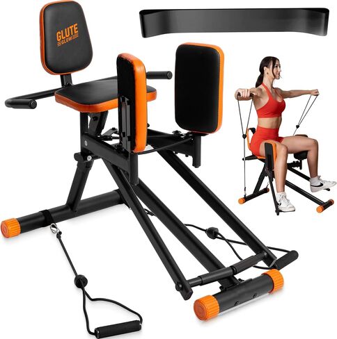 Glute Glow™ Hip Abductor Machine for Home Gym- USA Based- Booty Builder & Booty Trainer for Women – 3 Resistance Levels – Bonus Arm Bands & Thigh Workout – Glute Workout Equipment & Glute Machine in Saudi Arabia