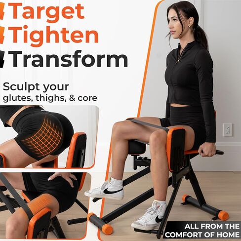 Glute Glow™ Hip Abductor Machine for Home Gym- USA Based- Booty Builder & Booty Trainer for Women – 3 Resistance Levels – Bonus Arm Bands & Thigh Workout – Glute Workout Equipment & Glute Machine in Saudi Arabia