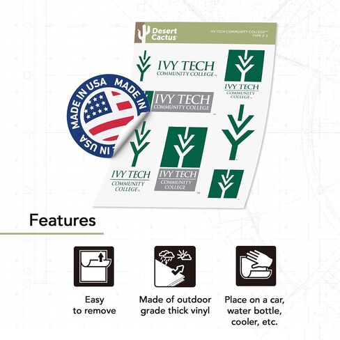Desert Cactus Ivy Tech Community College of Indiana Eagles ITC Vinyl Scals Laptop Water Bottle Scrapbook T2 (Type 2) in Saudi Arabia