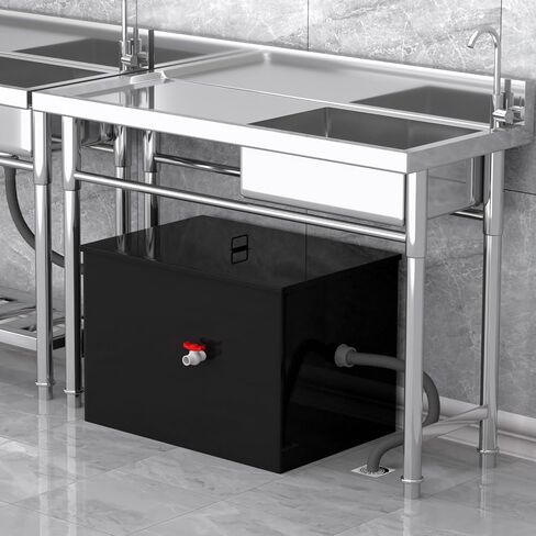 Commercial Grease Trap, 40 LBS Carbon Steel Under Sink Grease Trap, Side Inlet Interceptor 40 Gallon, 15.32 GPM Grease Interceptor, for Restaurant Home Kitchen Canteen in Saudi Arabia