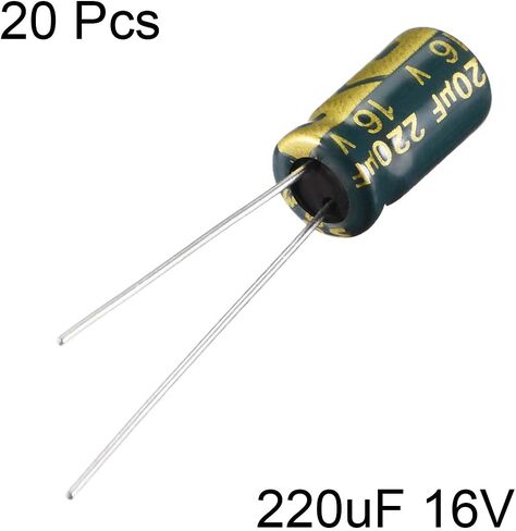 uxcell Aluminum Radial Electrolytic Capacitor Low ESR Green with 220uF 16V 105 Celsius Life 3000H 6.3 x 11 mm High Ripple Current,Low Impedance 20pcs in Saudi Arabia
