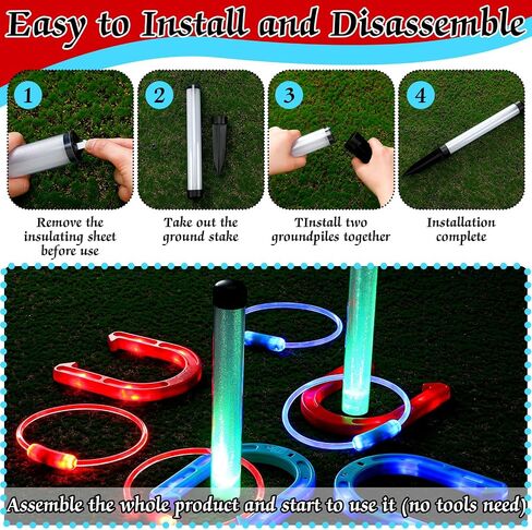 LED RING TOSS لعبة للبالغين رنين إرم وألعاب الحصان في الهواء الطلق للبالغين والأسرة 12 PCS THER in Saudi Arabia