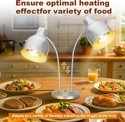 مصباح حرارة للطعام ， مصباح تسخين طعام من الفولاذ المقاوم للصدأ مع قاعدة شديدة التحمل ، ومصباح حرارة محمولة 500 واط تجارية للطعام ، مصباح أكثر دفئًا لمطبخ مطعم كافيتريا in Kuwait