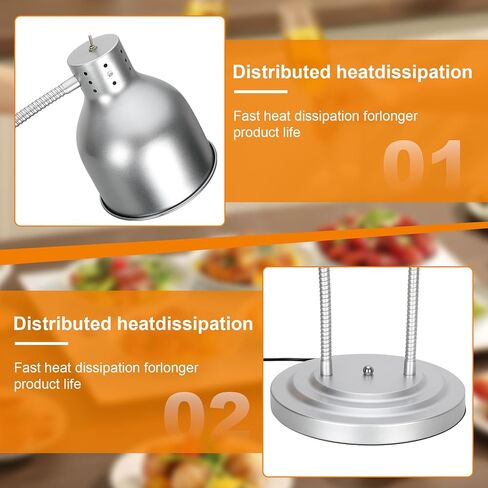 مصباح حرارة للطعام ， مصباح تسخين طعام من الفولاذ المقاوم للصدأ مع قاعدة شديدة التحمل ، ومصباح حرارة محمولة 500 واط تجارية للطعام ، مصباح أكثر دفئًا لمطبخ مطعم كافيتريا in Kuwait