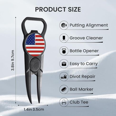Finger Ten Golf Divot Tool و Ball Marker 7-in-1 Pack 2 Pack ، أدوات قبضة جلدية متميزة مع مقطع حزام ، Tee ، Club Groove Cleaner ، فتحة الزجاجة ، دليل محاذاة وضع in Saudi Arabia