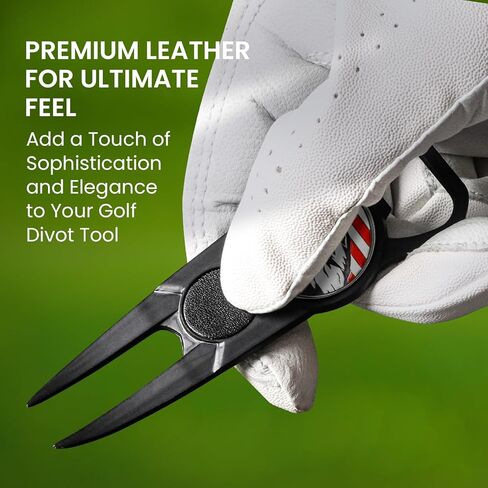 Finger Ten Golf Divot Tool و Ball Marker 7-in-1 Pack 2 Pack ، أدوات قبضة جلدية متميزة مع مقطع حزام ، Tee ، Club Groove Cleaner ، فتحة الزجاجة ، دليل محاذاة وضع in Saudi Arabia