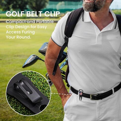 Finger Ten Golf Divot Tool و Ball Marker 7-in-1 Pack 2 Pack ، أدوات قبضة جلدية متميزة مع مقطع حزام ، Tee ، Club Groove Cleaner ، فتحة الزجاجة ، دليل محاذاة وضع in Saudi Arabia