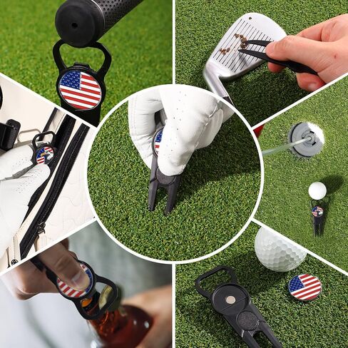 Finger Ten Golf Divot Tool و Ball Marker 7-in-1 Pack 2 Pack ، أدوات قبضة جلدية متميزة مع مقطع حزام ، Tee ، Club Groove Cleaner ، فتحة الزجاجة ، دليل محاذاة وضع in Saudi Arabia