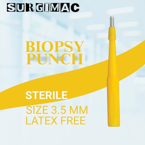 SurgiMac Biopsy Punch Single Use Sterile Disposable Stainless Steel Skin Punch Biopsy Tool for Precision Sampling Sharp Punch Biopsy Instrument (1, 3.5 mm) in Kuwait