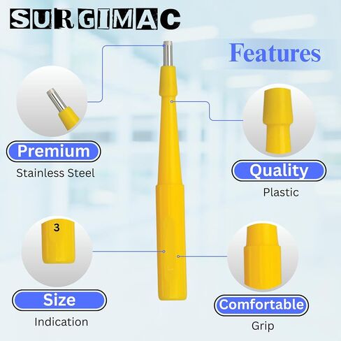 SurgiMac Biopsy Punch Single Use Sterile Disposable Stainless Steel Skin Punch Biopsy Tool for Precision Sampling Sharp Punch Biopsy Instrument (1, 3.5 mm) in Kuwait