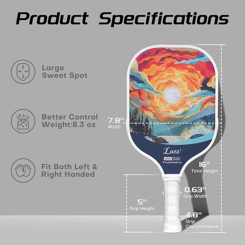 LUZZ Pickleball Paddles, T700 Carbon Fiber Pickleball Paddle Sandblasted Surface with Honeycomb Core Pickle Ball Rackets for Beginners Increased Spin Strength & Control Stability in Saudi Arabia