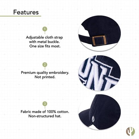Desert Cactus University of North Florida Baseball Hat UNF Ospreys Brimmed Embroirderd Hats Cap Adjustable Cloth Strap Adult (Style C) Blue in Saudi Arabia