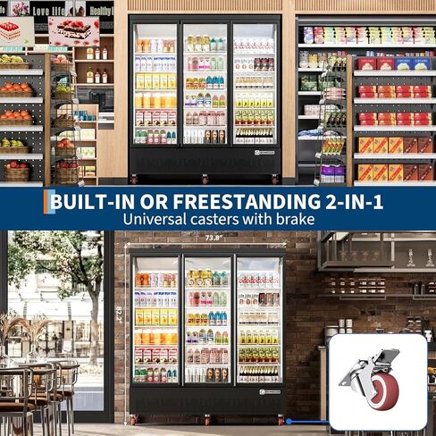Garvee 56.6 cu.ft. ثلاجة مشروبات تجارية - 3 بارد تاجر الأبواب الزجاجية مع إضاءة LED ، أرفف قابلة للتعديل | ثلاجة عرض مشروب مستقيم للمطاعم والمتاجر ومحلات السوبر ماركت و in Kuwait