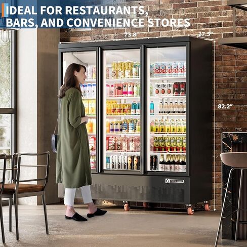 Garvee 56.6 cu.ft. ثلاجة مشروبات تجارية - 3 بارد تاجر الأبواب الزجاجية مع إضاءة LED ، أرفف قابلة للتعديل | ثلاجة عرض مشروب مستقيم للمطاعم والمتاجر ومحلات السوبر ماركت و in Kuwait