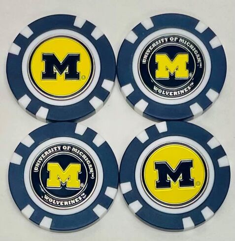 NCAA Michigan Wolverines Golf Poker Chips with Removable Magnetic Double-Sided Ball Markers (4PK) in Saudi Arabia